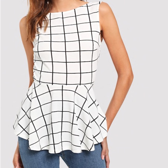SHEIN Tops - Striped peplum blouse 🖤